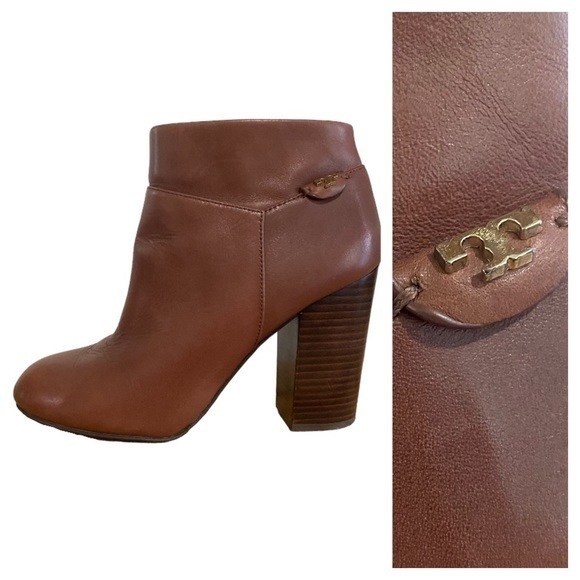 Tory Burch Shoes - Tory Burch Brown Leather Fulton Zip Ankle Boots Booties 10